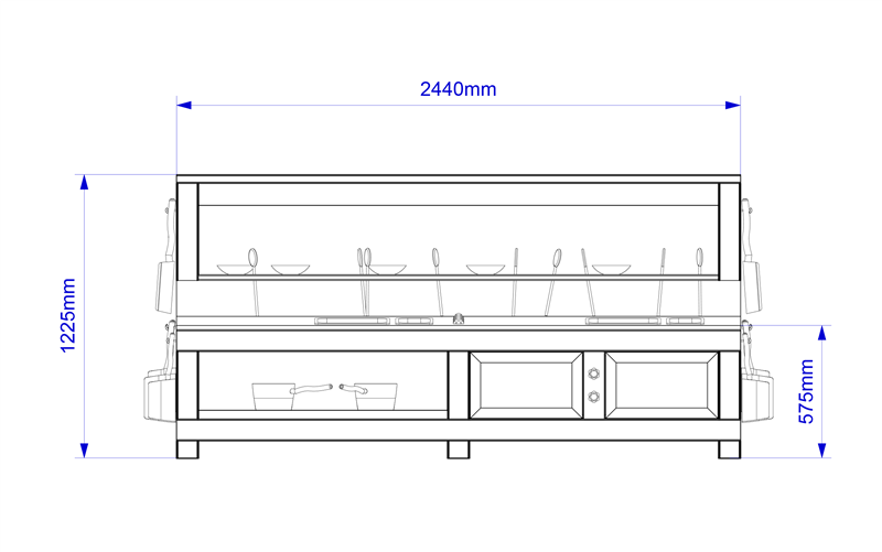 Technical render of a Mud Kitchen